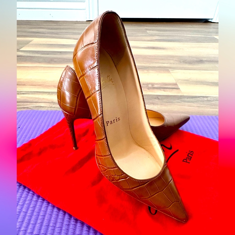 Christian Louboutin Alligator Croc Embossed Kate 85 Heel Pumps